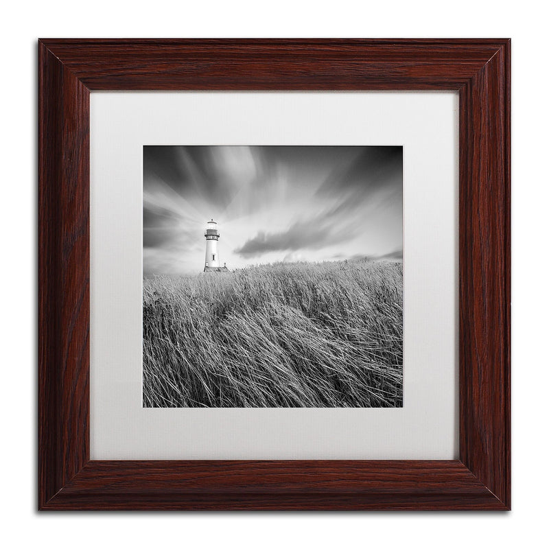 Trademark Fine Art ''Yaquina Lighthouse III'' by Moises Levy 11" x 11" White Matted Wood Frame (ALI1070-W1111MF)
