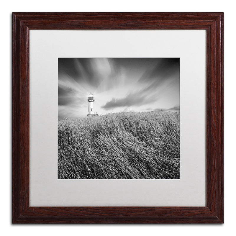 Trademark Fine Art ''Yaquina Lighthouse III'' by Moises Levy 16" x 16" White Matted Wood Frame (ALI1070-W1616MF)