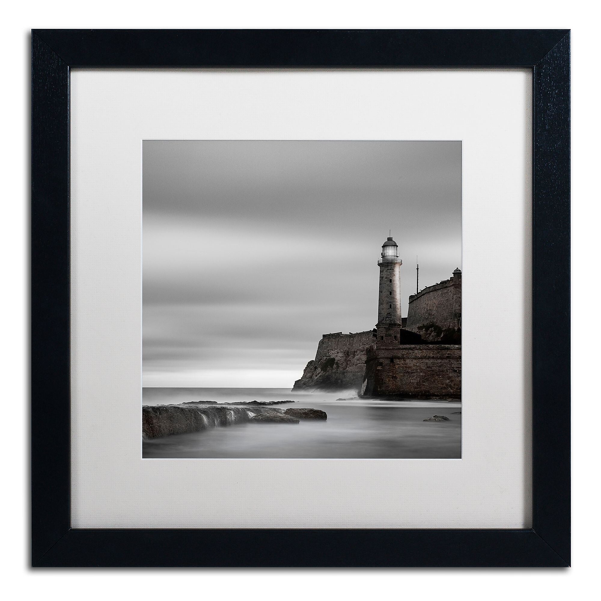 Trademark Fine Art ''Morro Lighthouse'' by Moises Levy 16" x 16" White Matted Black Frame (ALI1074-B1616MF)
