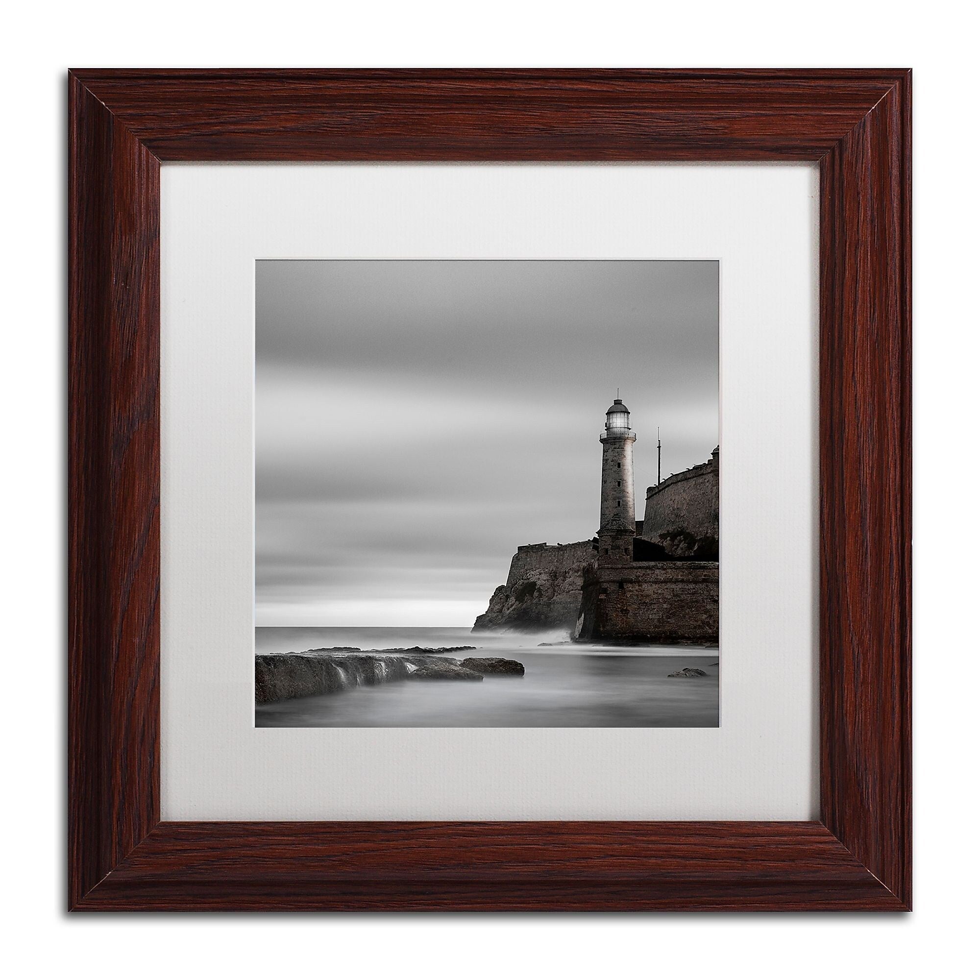 Trademark Fine Art ''Morro Lighthouse'' by Moises Levy 11" x 11" White Matted Wood Frame (ALI1074-W1111MF)