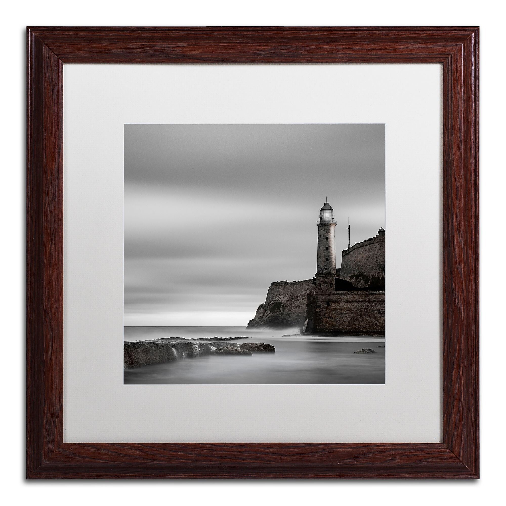 Trademark Fine Art ''Morro Lighthouse'' by Moises Levy 16" x 16" White Matted Wood Frame (ALI1074-W1616MF)