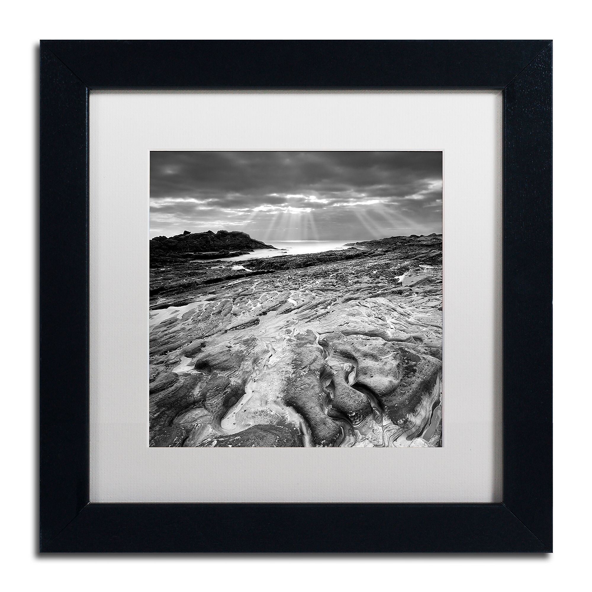Trademark Fine Art ''Sunset at Point Lobos'' by Moises Levy 11" x 11" White Matted Black Frame (ALI1082-B1111MF)