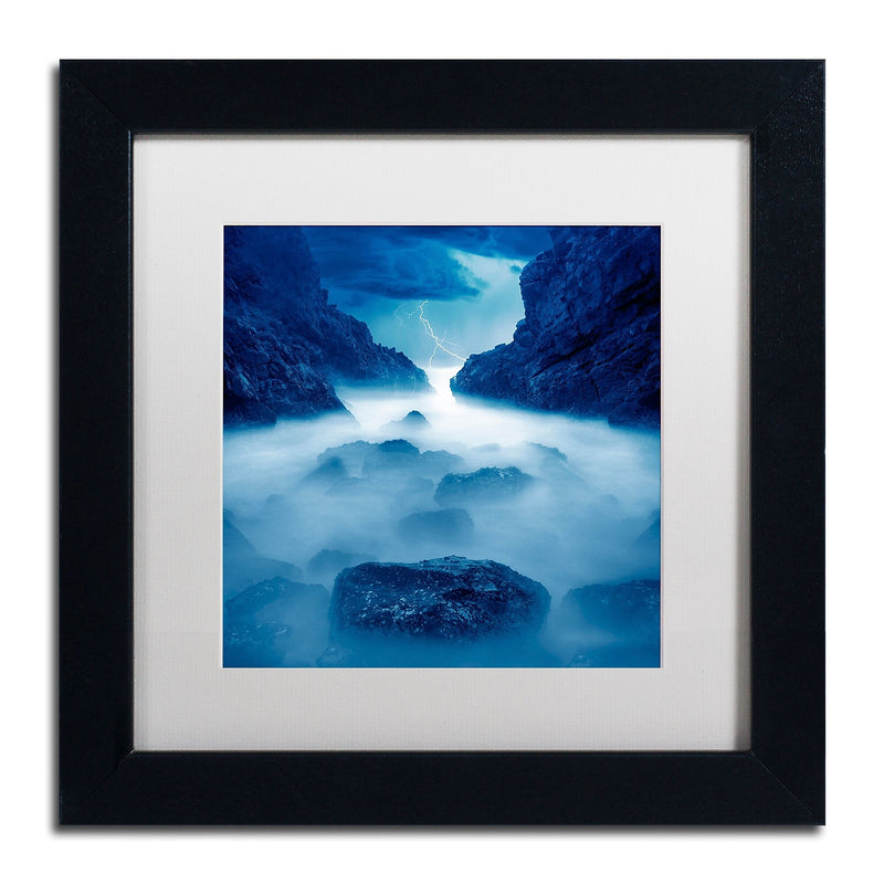 Trademark Fine Art ''Tormenta en Ixtapa Blue'' by Moises Levy 11" x 11" White Matted Black Frame (ALI1083-B1111MF)