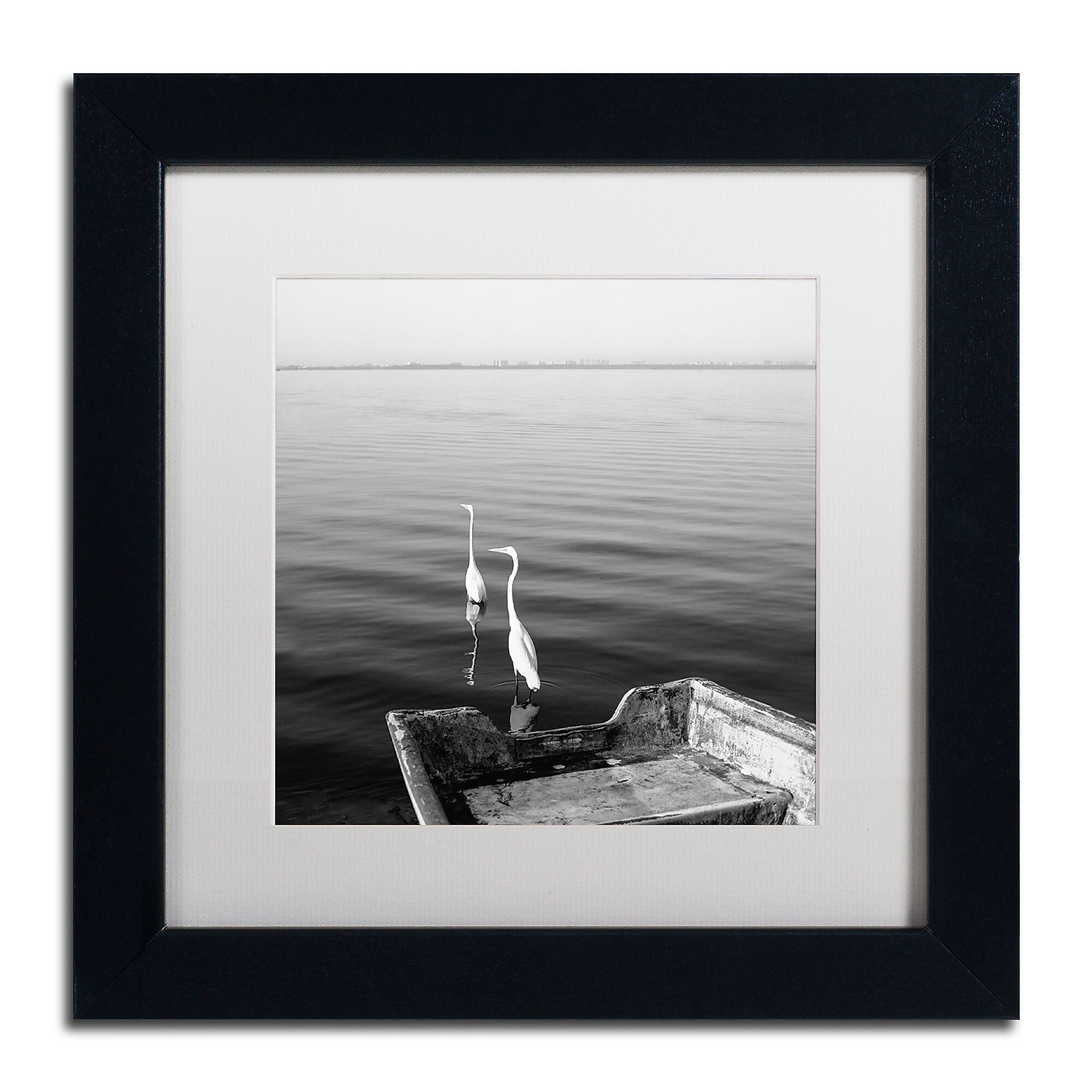 Trademark Fine Art ''2 Herons Leaving'' by Moises Levy 11" x 11" White Matted Black Frame (ALI1085-B1111MF)