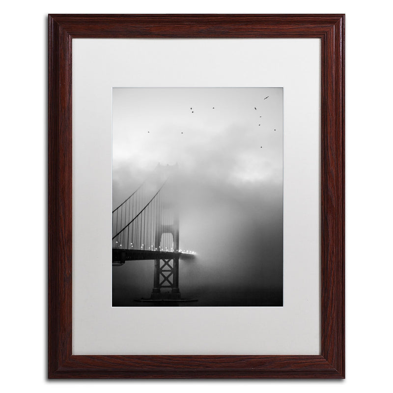 Trademark Fine Art ''Golden Gate and Birds'' by Moises Levy 16" x 20" White Matted Wood Frame (ALI1095-W1620MF)