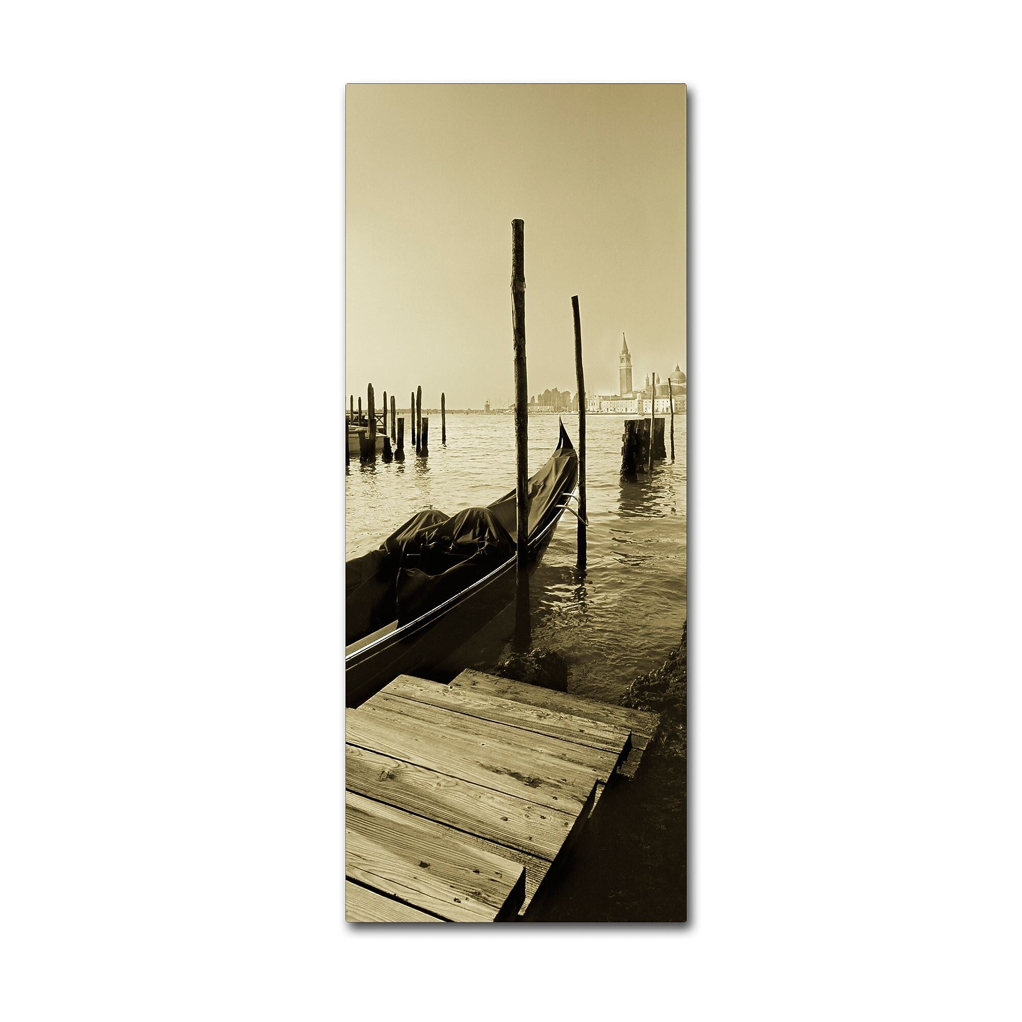 Trademark Fine Art ''Gondola and San Marco Antique'' by Moises Levy 10" x 24" Canvas Art (ALI1096-C1024GG)