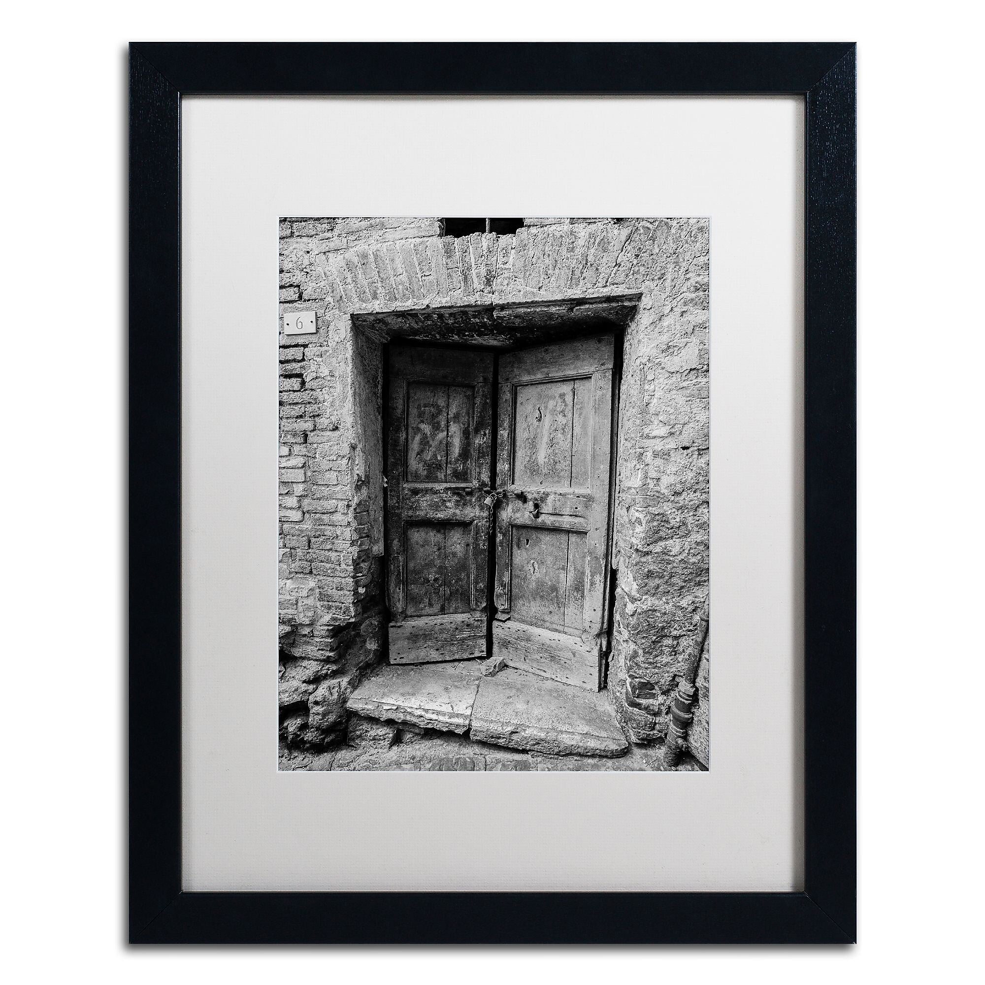 Trademark Fine Art ''Siena Door'' by Moises Levy 16" x 20" White Matted Black Frame (ALI1100-B1620MF)