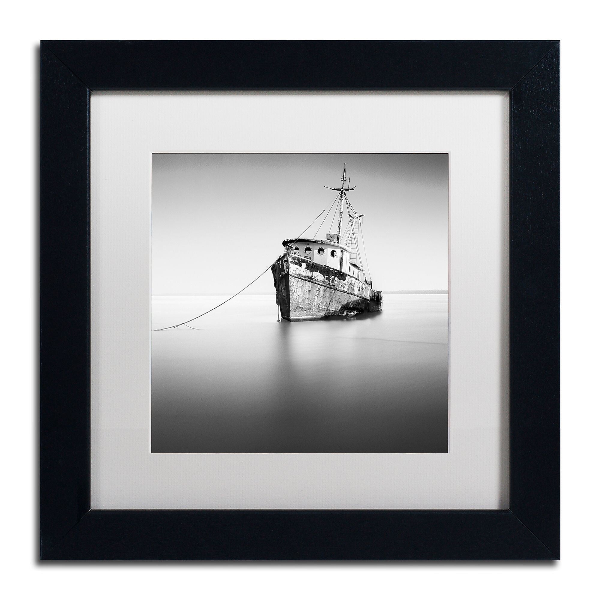 Trademark Fine Art ''Barco Hundido'' by Moises Levy 11" x 11" White Matted Black Frame (ALI1109-B1111MF)