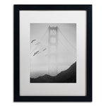 Trademark Fine Art ''Golden Gate Pier and Birds I'' by Moises Levy 16" x 20" White Matted Black Frame (ALI1112-B1620MF)