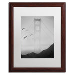 Trademark Fine Art ''Golden Gate Pier and Birds I'' by Moises Levy 16" x 20" White Matted Wood Frame (ALI1112-W1620MF)