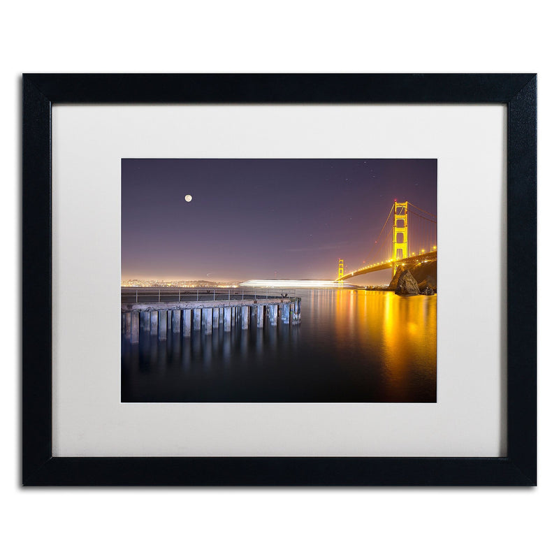 Trademark Fine Art ''Golden Gate Pier and Stars'' by Moises Levy 16" x 20" White Matted Black Frame (ALI1113-B1620MF)