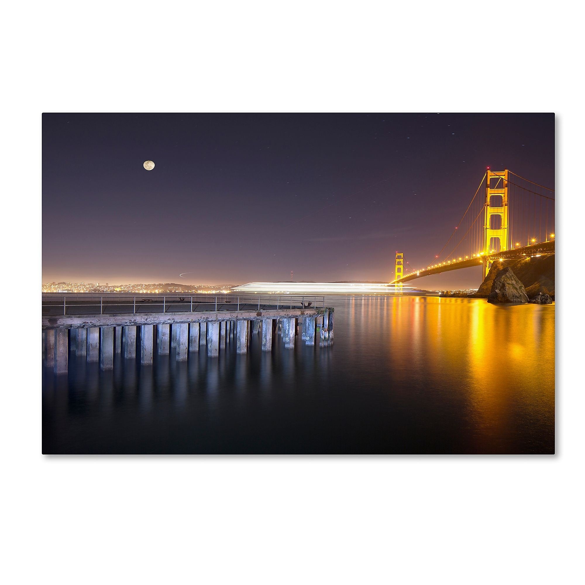Trademark Fine Art ''Golden Gate Pier and Stars'' by Moises Levy 16" x 24" Canvas Art (ALI1113-C1624GG)
