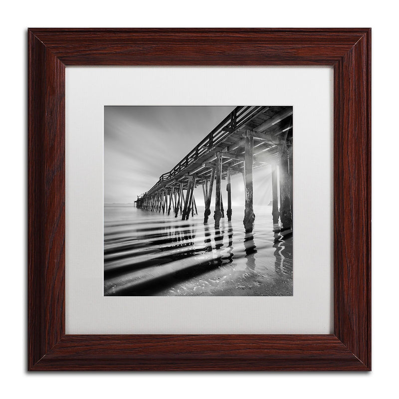 Trademark Fine Art ''Pier and Shadows'' by Moises Levy 11" x 11" White Matted Wood Frame (ALI1119-W1111MF)