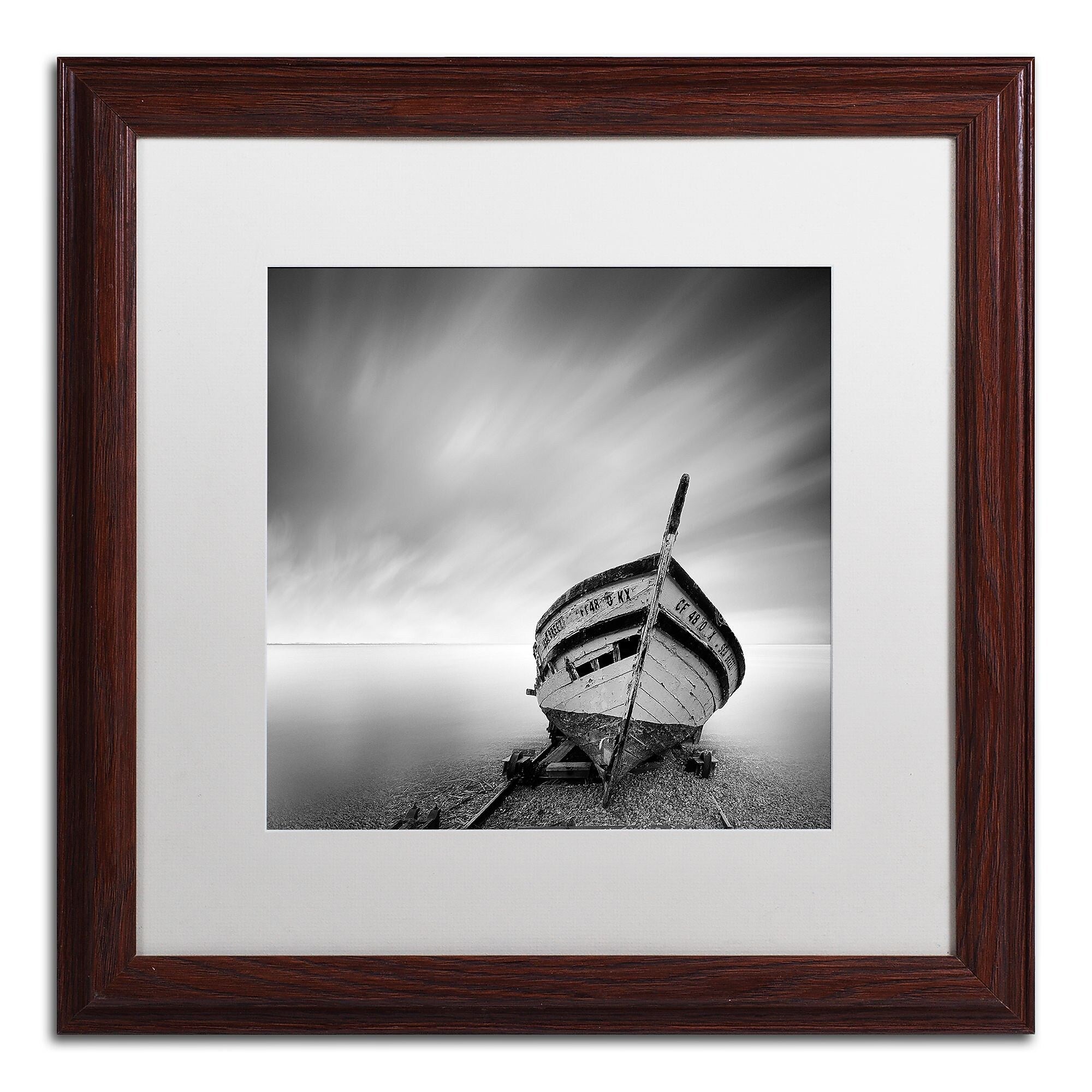 Trademark Fine Art ''Boat I'' by Moises Levy 16" x 16" White Matted Wood Frame (ALI1120-W1616MF)