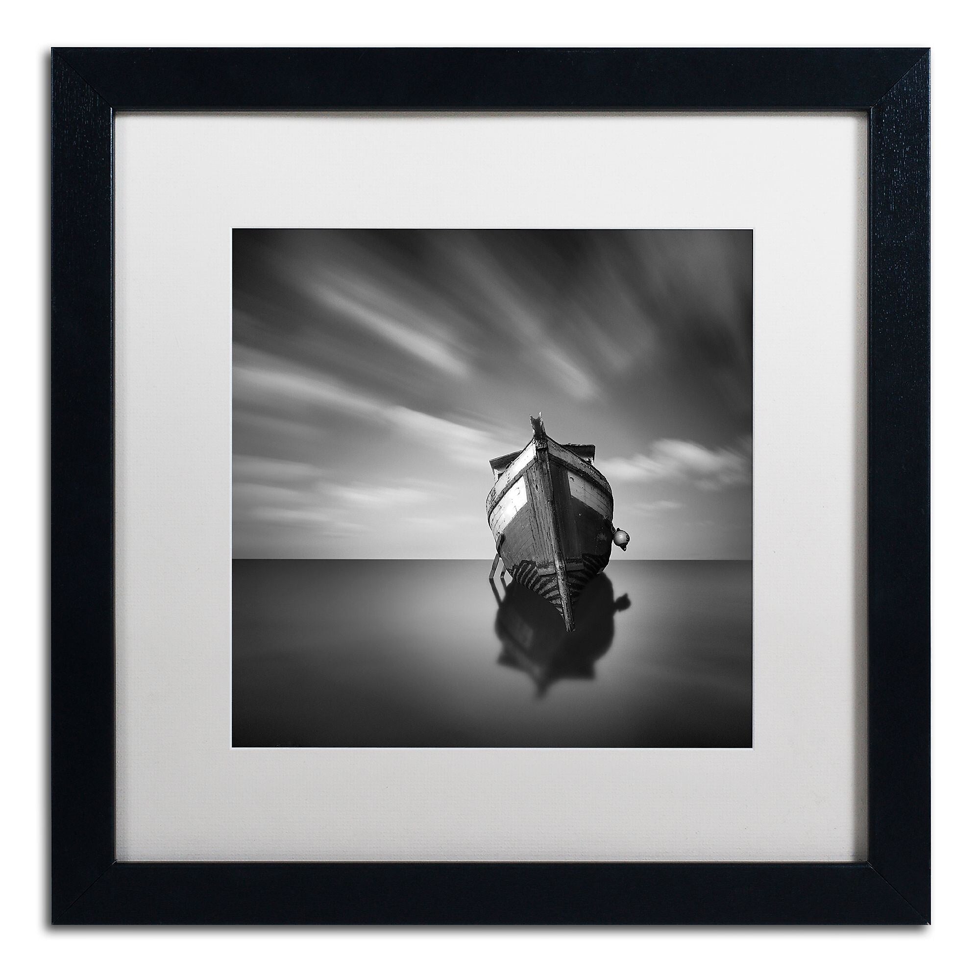 Trademark Fine Art ''My Boat IV'' by Moises Levy 16" x 16" White Matted Black Frame (ALI1124-B1616MF)