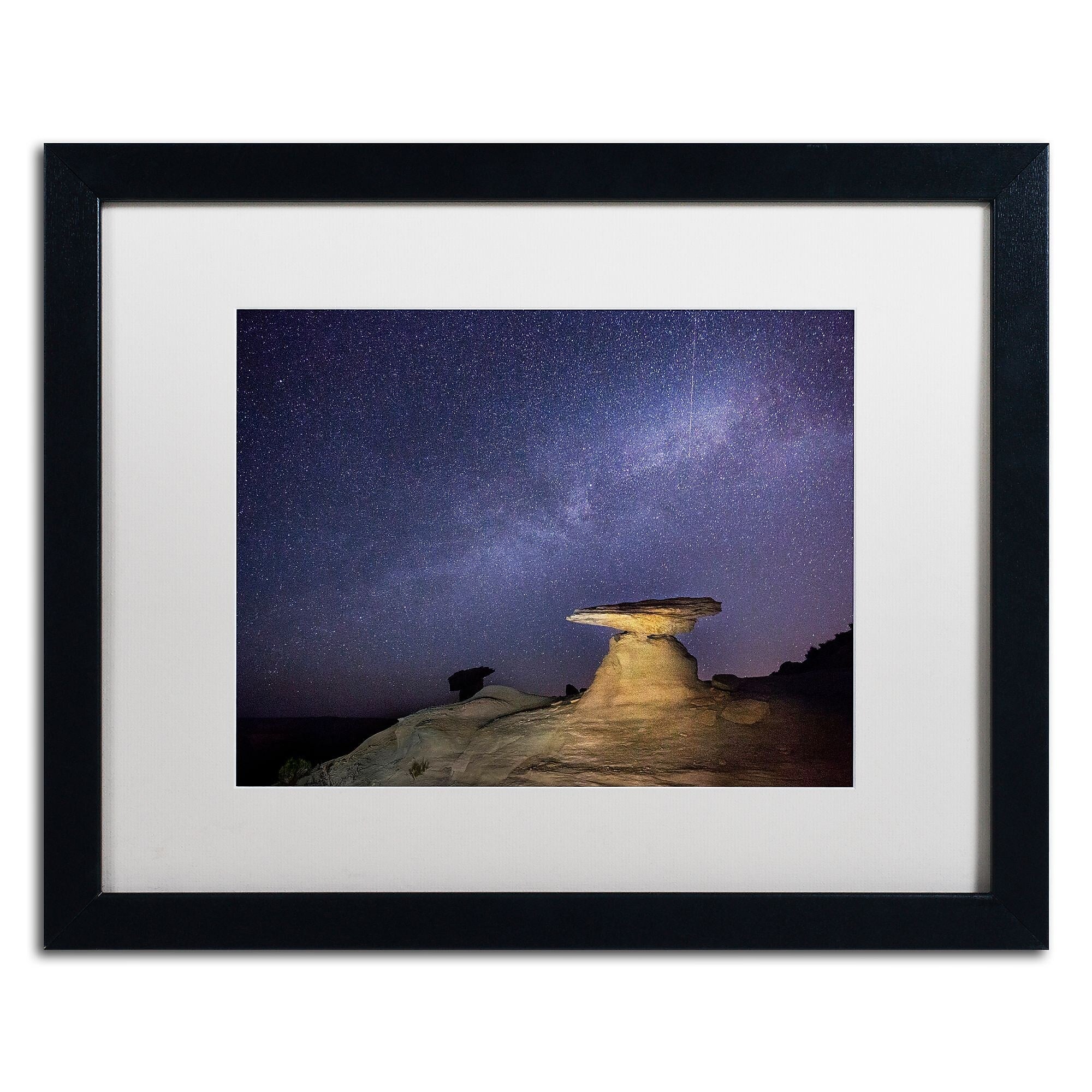 Trademark Fine Art ''Starry Night in Arizona III'' by Moises Levy 16" x 20" White Matted Black Frame (ALI1139-B1620MF)