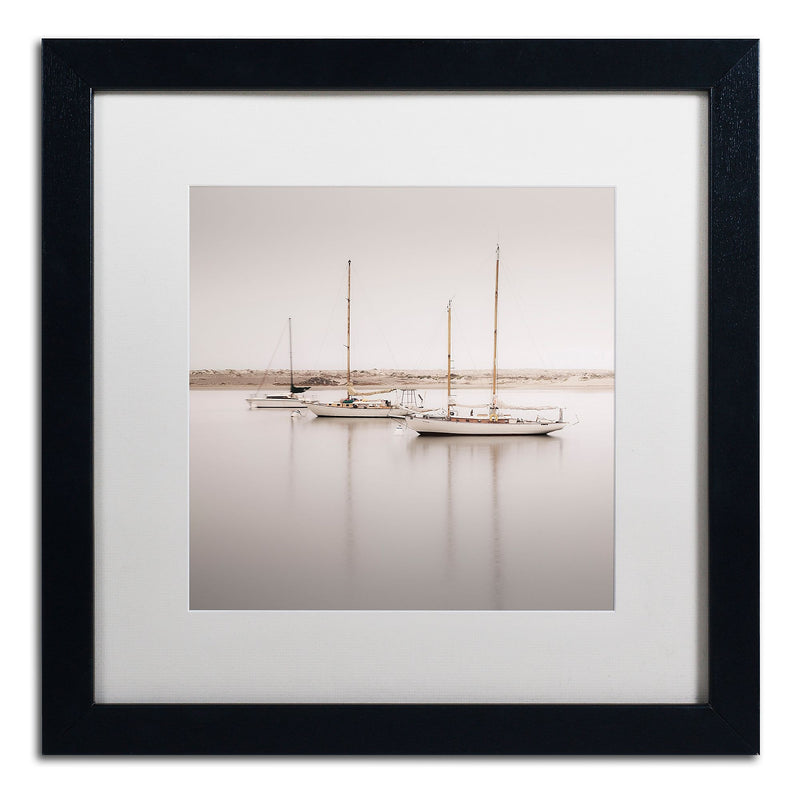 Trademark Fine Art ''Three Boats'' by Moises Levy 16" x 16" White Matted Black Frame (ALI1149-B1616MF)
