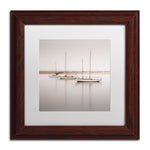 Trademark Fine Art ''Three Boats'' by Moises Levy 11" x 11" White Matted Wood Frame (ALI1149-W1111MF)