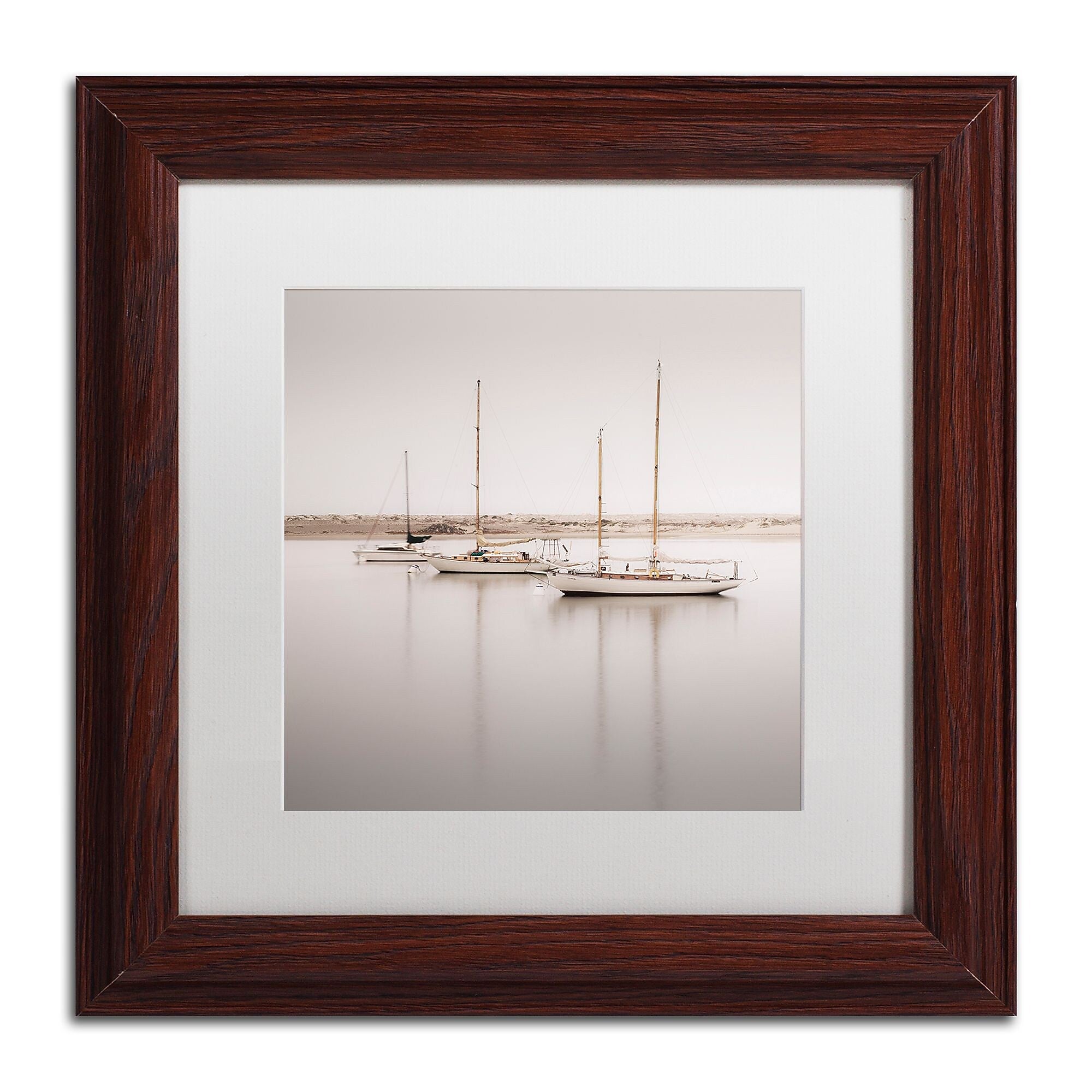 Trademark Fine Art ''Three Boats'' by Moises Levy 11" x 11" White Matted Wood Frame (ALI1149-W1111MF)
