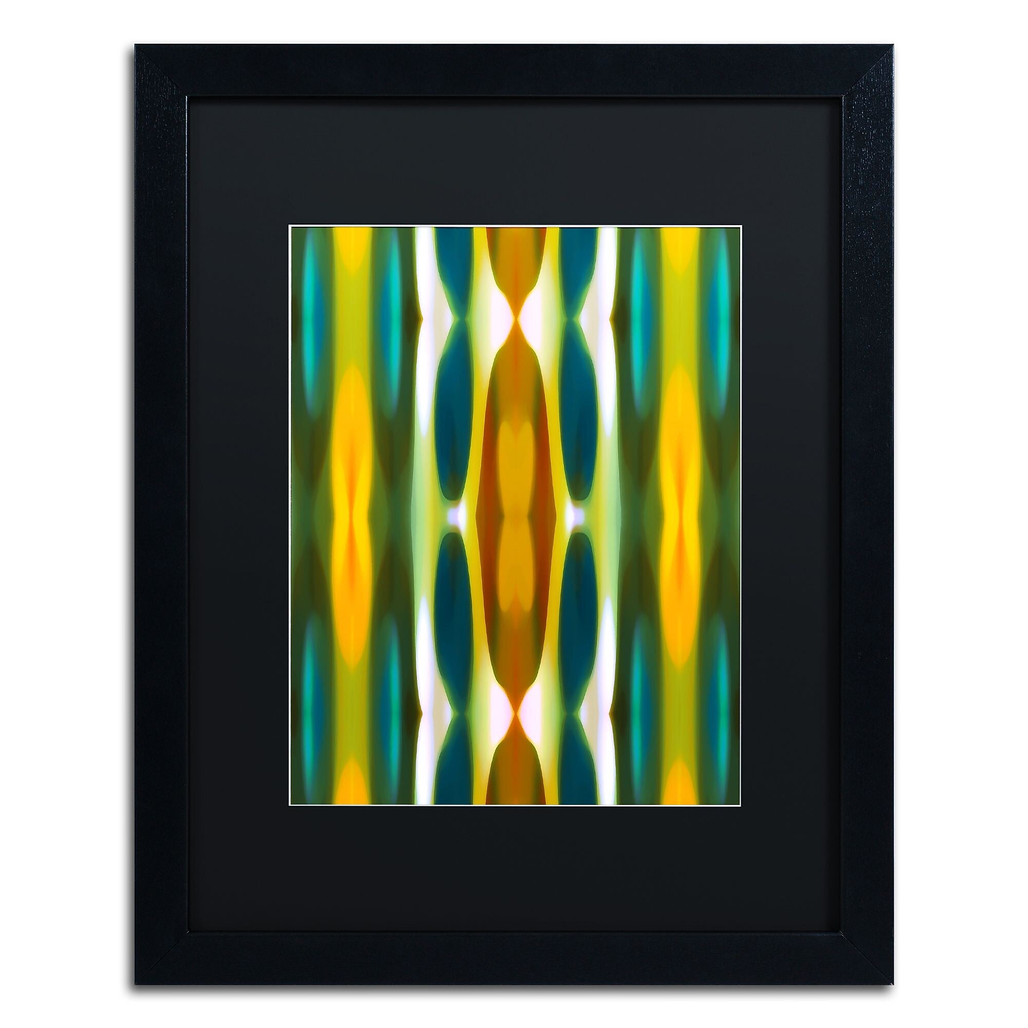 Trademark Fine Art ''Blue Green Yellow Pattern 14'' by Amy Vangsgard  16" x 20" Black Matted Black Frame (AV0119-B1620BMF)