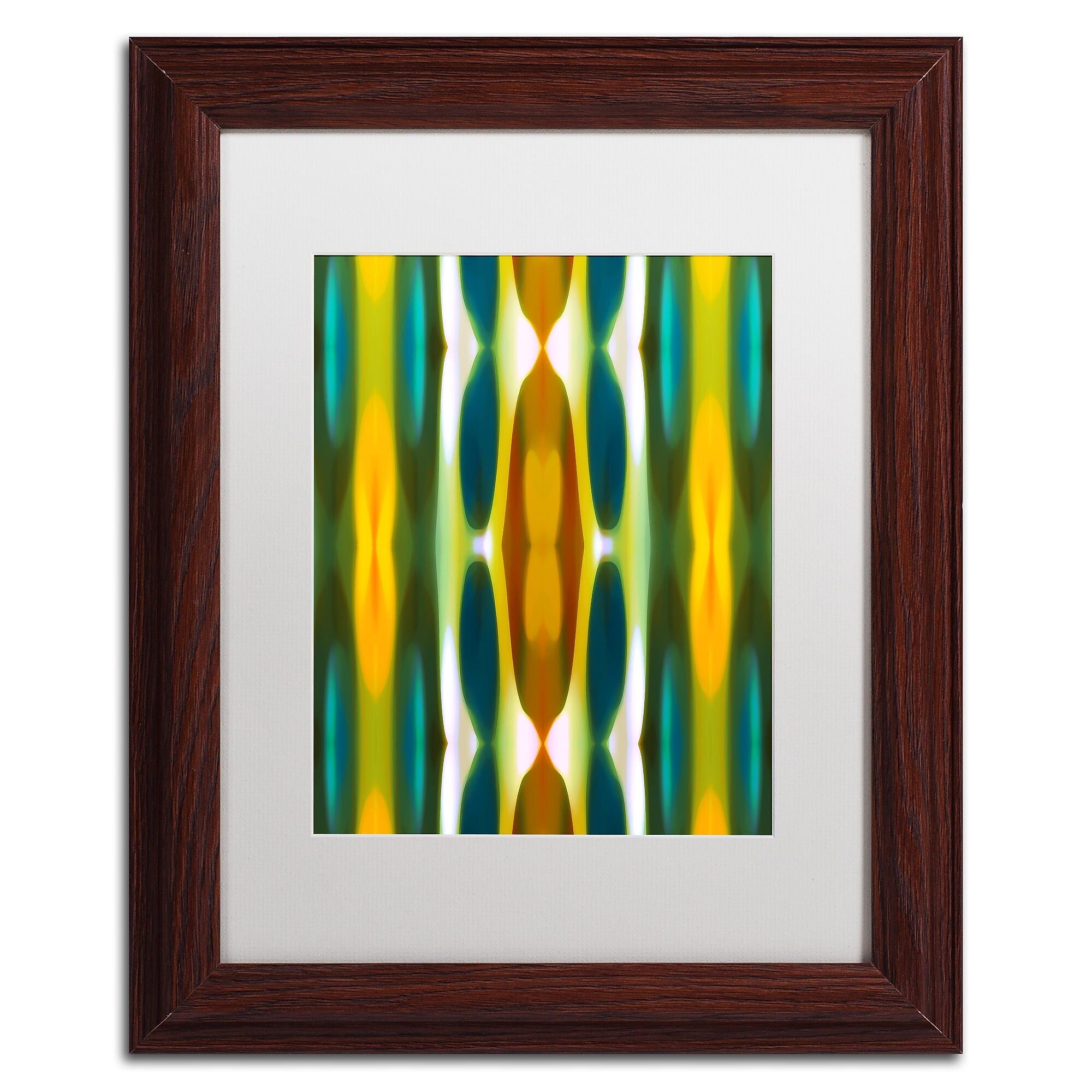 Trademark Fine Art ''Blue Green Yellow Pattern 14'' by Amy Vangsgard  11" x 14" White Matted Wood Frame (AV0119-W1114MF)