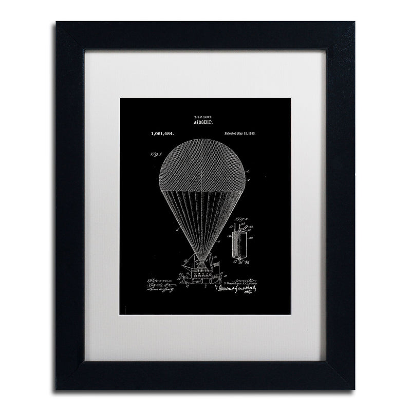 Trademark Fine Art ''Airship Patent 1913 Black'' by Claire Doherty 11" x 14" White Matted Black Frame (CDO0001-B1114MF)