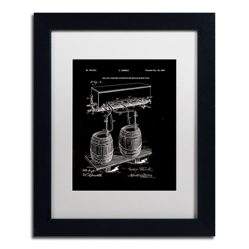 Trademark Fine Art ''Art Of Brewing Beer Patent Black'' by Claire Doherty 11" x 14" White Matted Black Frame (CDO0008-B1114MF)