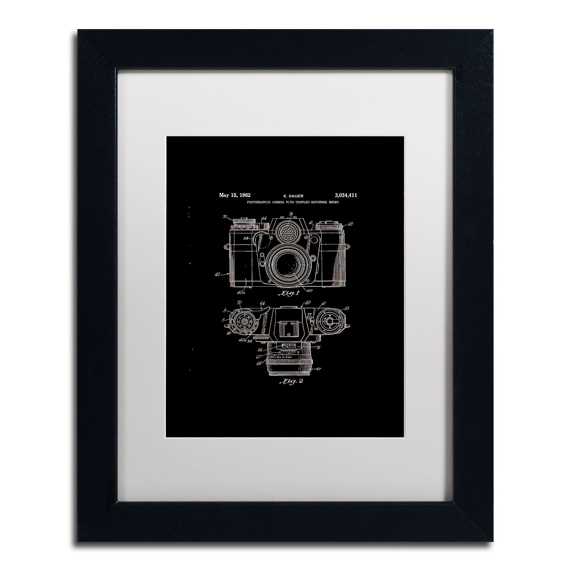 Trademark Fine Art ''Photographic Camera 1962 Black'' by Claire Doherty 11" x 14" White Matted Black Frame (CDO0014-B1114MF)