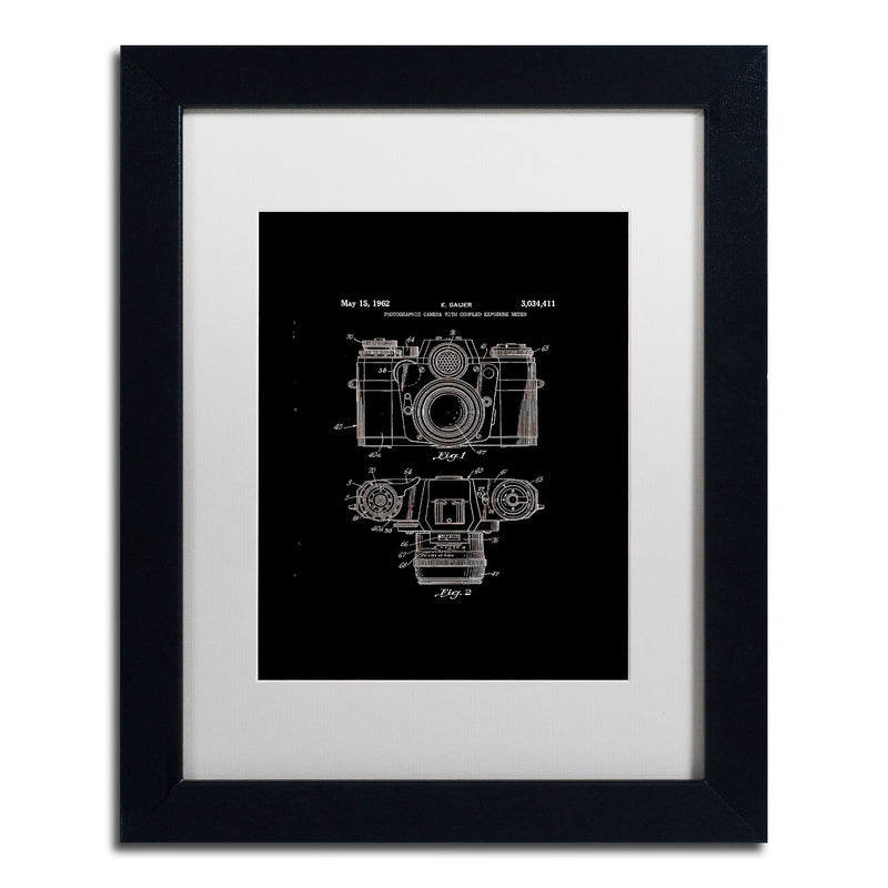 Trademark Fine Art ''Photographic Camera 1962 Black'' by Claire Doherty 11" x 14" White Matted Black Frame (CDO0014-B1114MF)