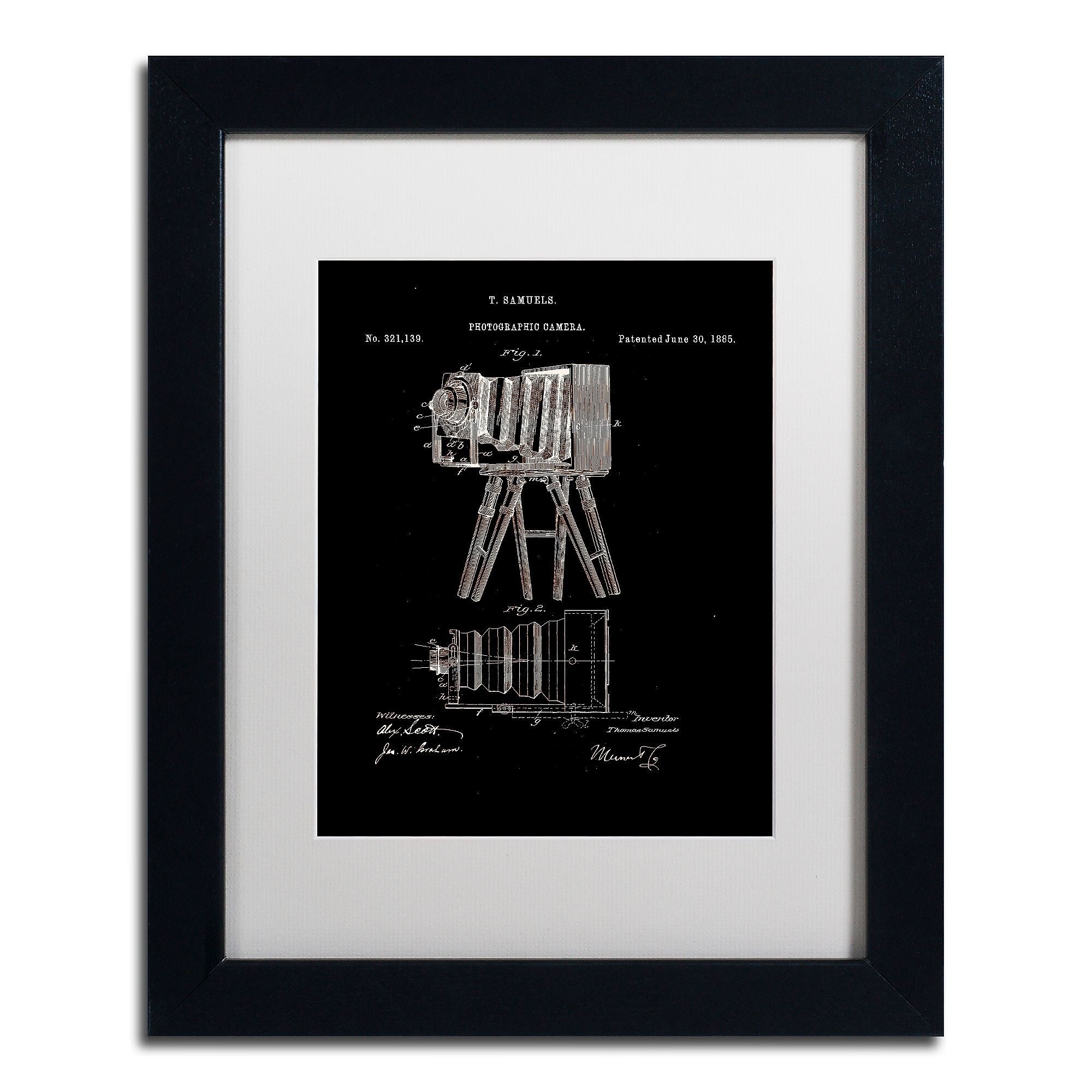 Trademark Fine Art ''Photographic Camera 1885 Black'' by Claire Doherty 11" x 14" White Matted Black Frame (CDO0016-B1114MF)