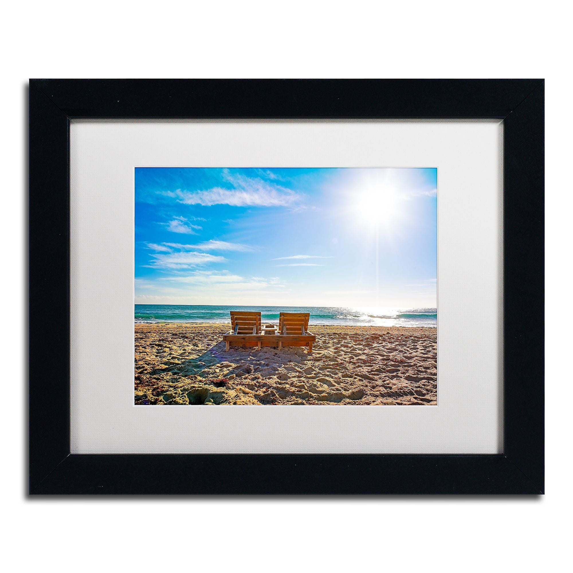 Trademark Fine Art ''Florida Beach Chair'' by Preston 11" x 14" White Matted Black Frame (EM0517-B1114MF)