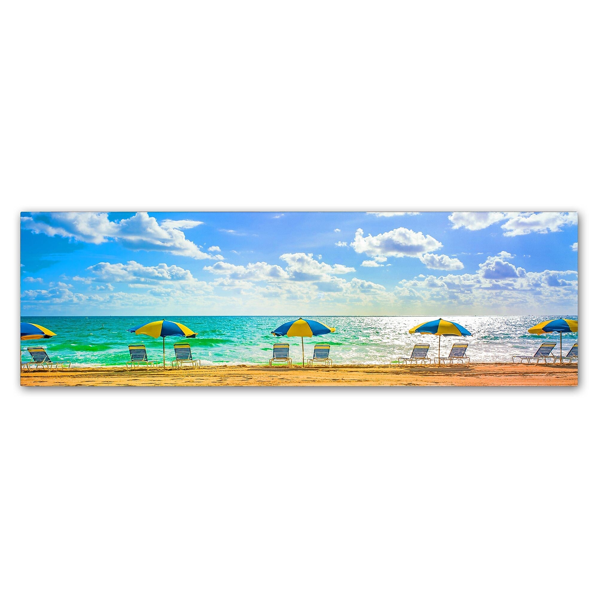 Trademark Fine Art ''Florida Beach Chairs Umbrellas'' by Preston 6" x 19" Canvas Art (EM0519-C619GG)