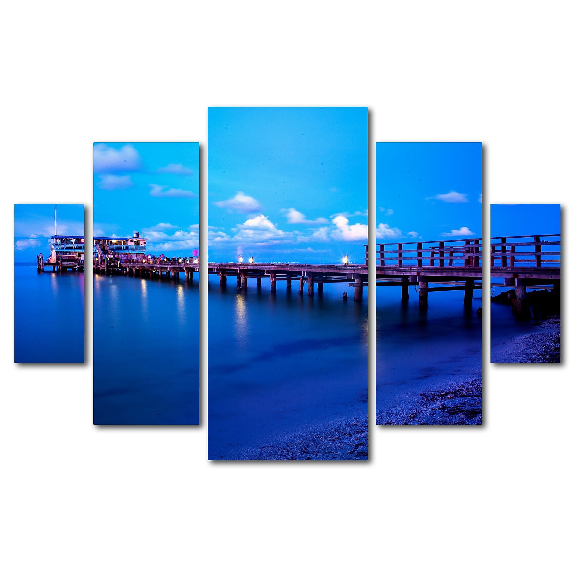 Trademark Fine Art ''Florida Pier'' by Preston 3.3' x 4.8' Multi Panel Art Set (EM0527-P5-SET)