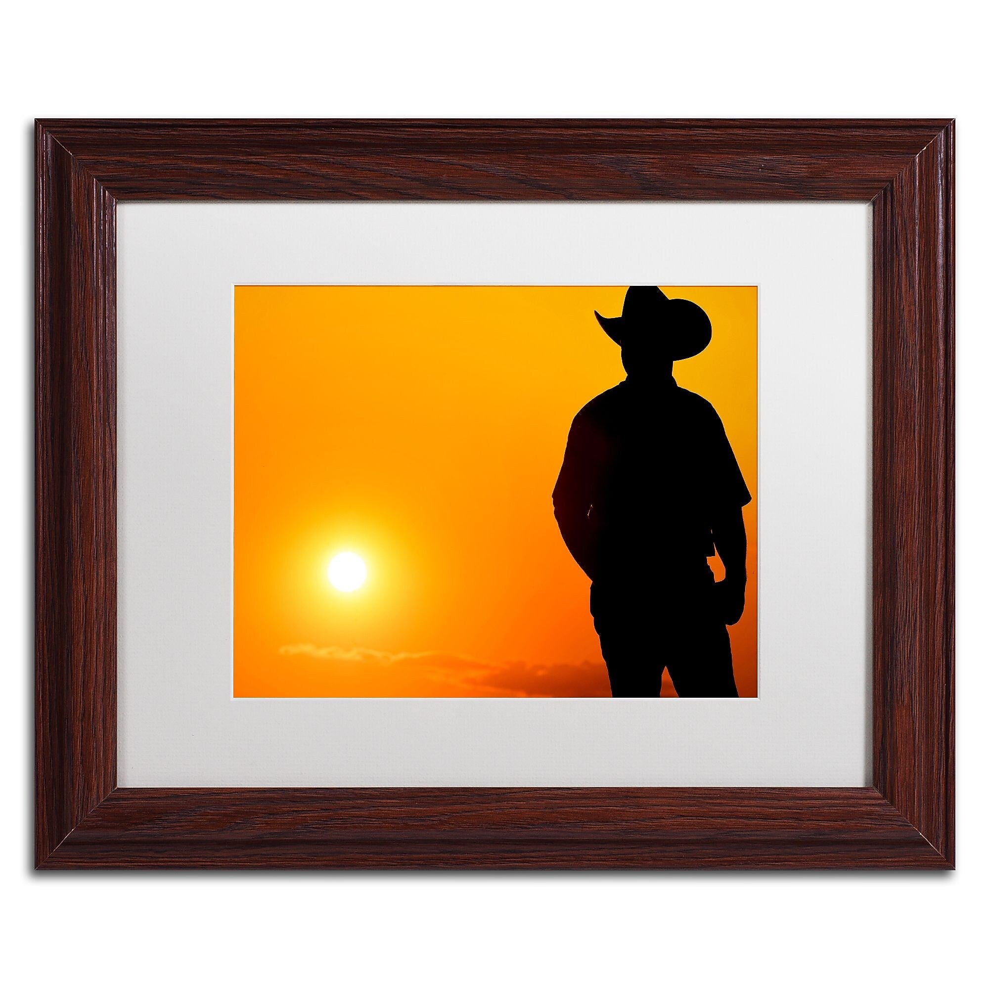 Trademark Fine Art ''Montana Three Horse'' by Preston 11" x 14" White Matted Wood Frame (EM0545-W1114MF)