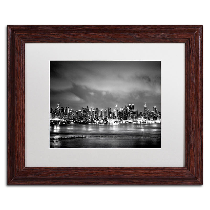 Trademark Fine Art ''New York Skyline'' by Preston 11" x 14" White Matted Wood Frame (EM0546-W1114MF)
