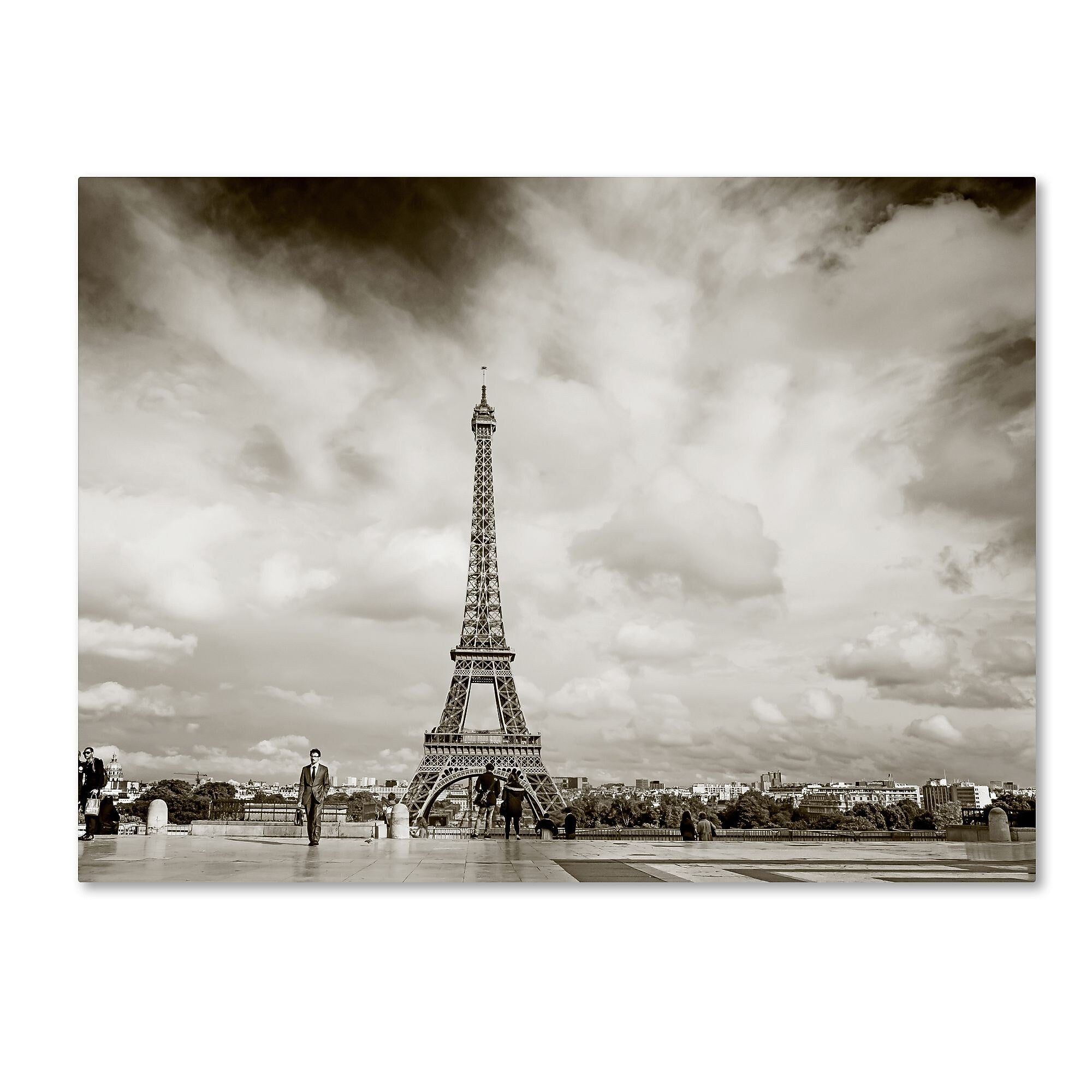 Trademark Fine Art ''Paris Eiffel Tower and Man'' by Preston 35" x 47" Canvas Art (EM0551-C3547GG)