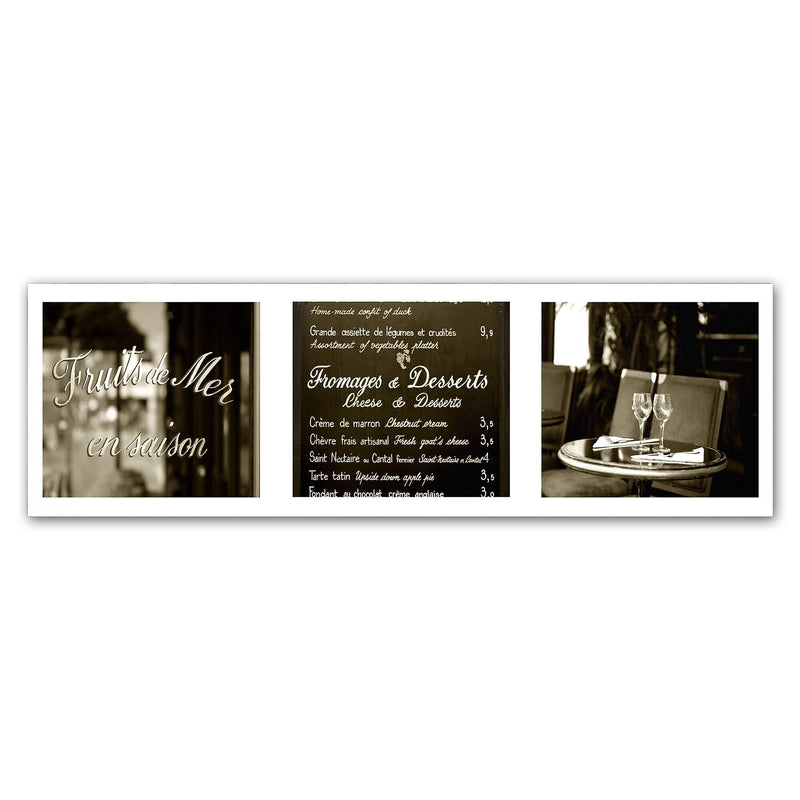 Trademark Fine Art ''Paris Triptych Restaurant'' by Preston 6" x 19" Canvas Art (EM0553-C619GG)