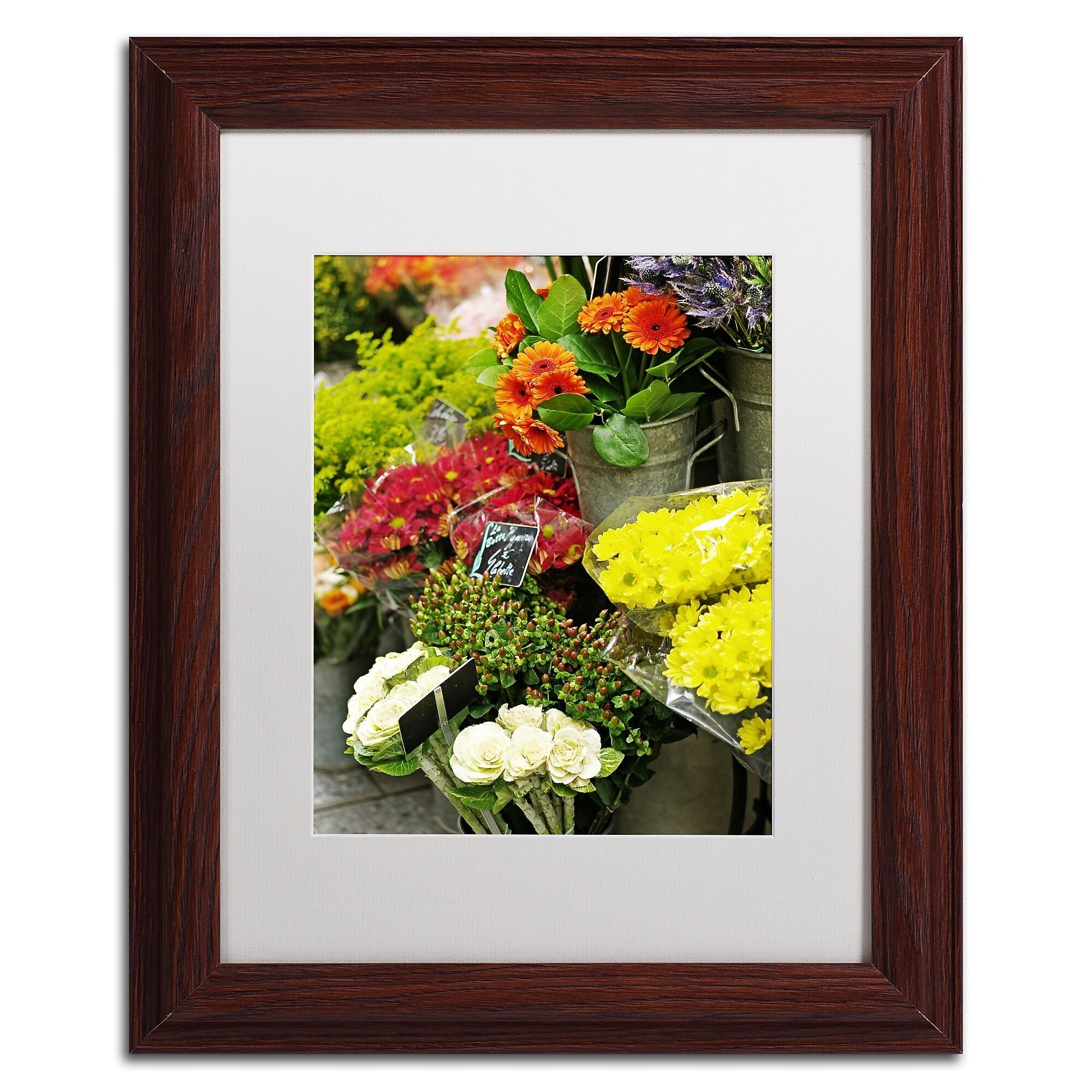 Trademark Fine Art ''Parisian Flowers'' by Preston 11" x 14" White Matted Wood Frame (EM0558-W1114MF)