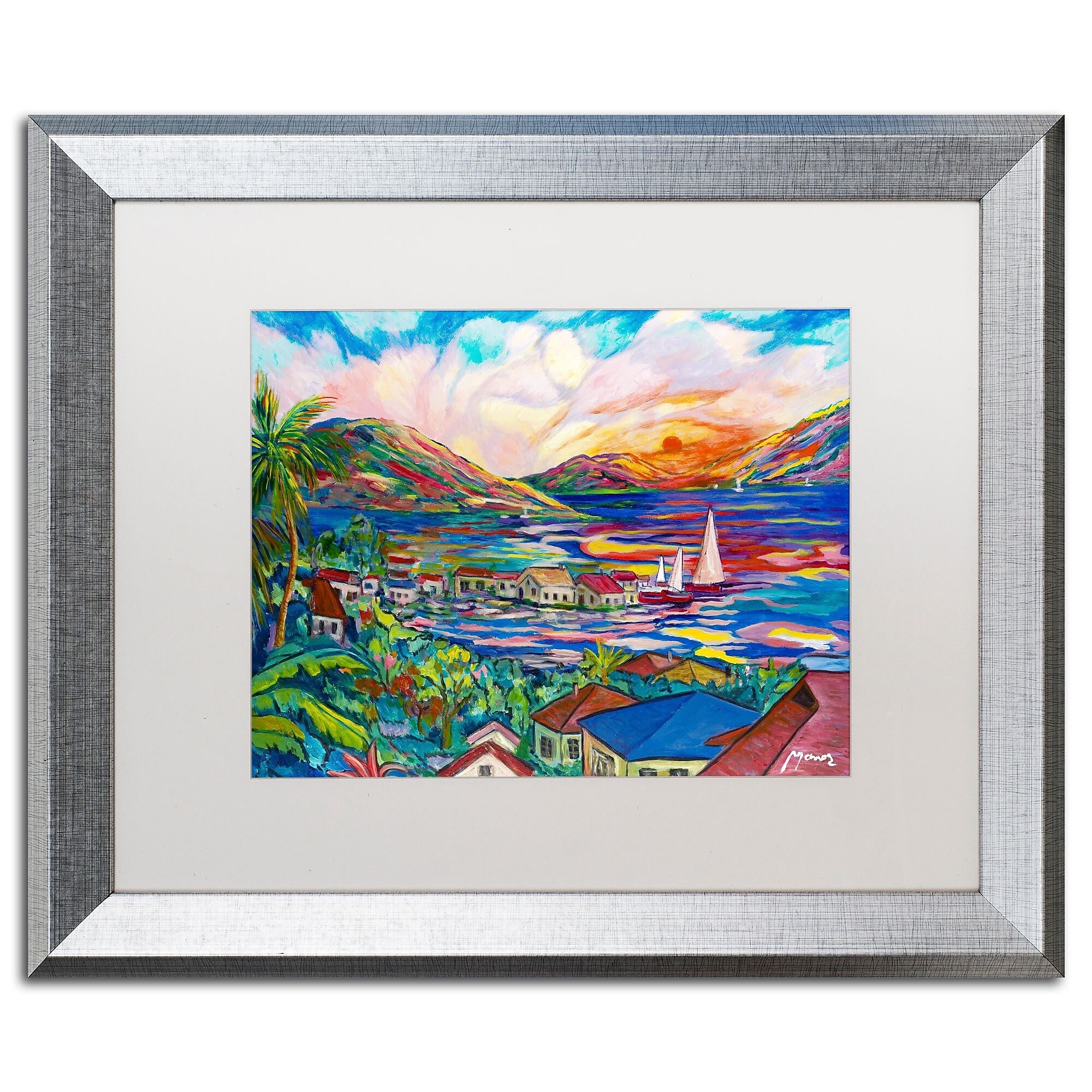 Trademark Fine Art ''Sunset'' by Manor Shadian 16" x 20" White Matted Silver Frame (MA0397-S1620MF)