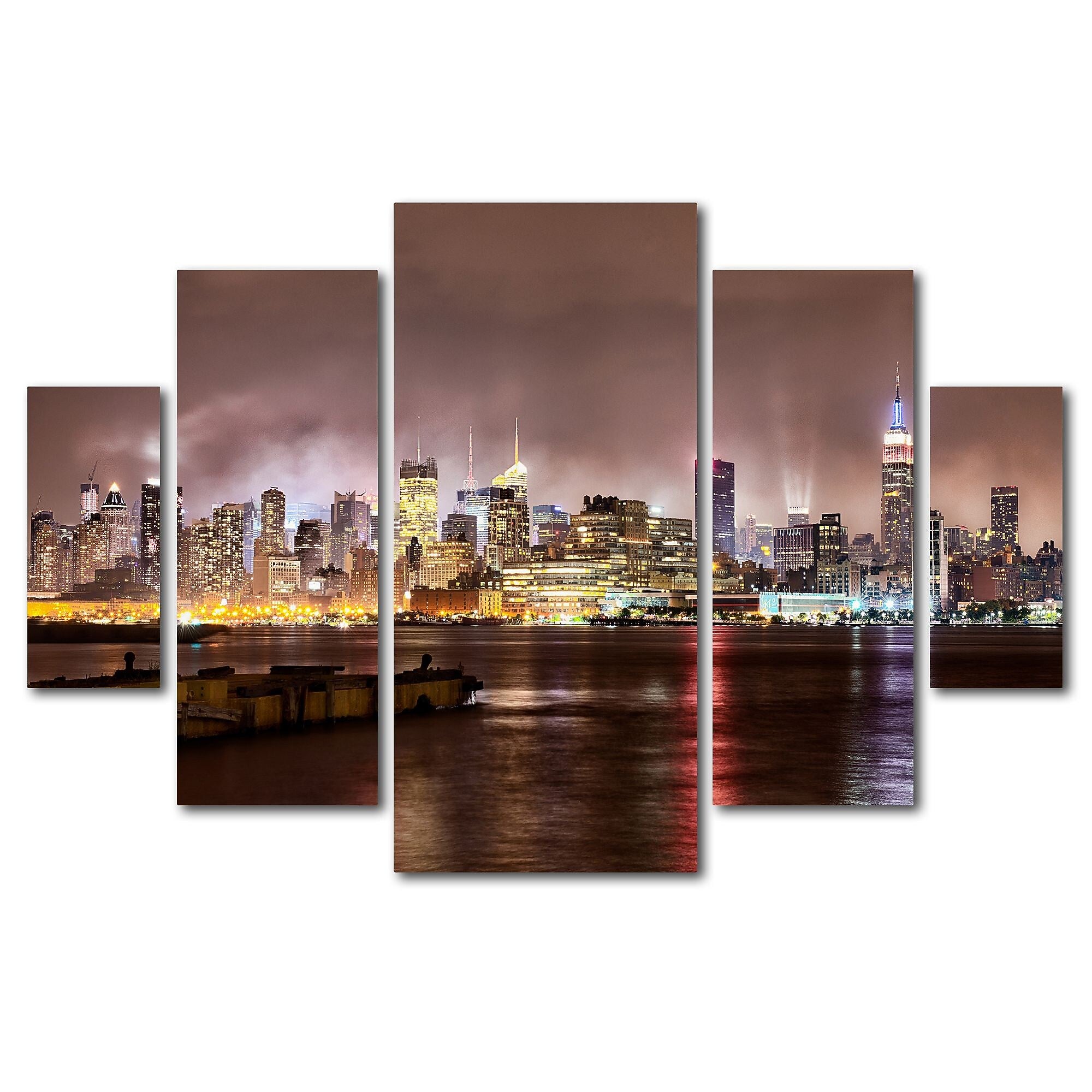 Trademark Fine Art ''Midtown Manhatten Over Hudson River'' by David Ayash 3.3' x 4.8' Multi Panel Art Set (MA0492-P5-SET)