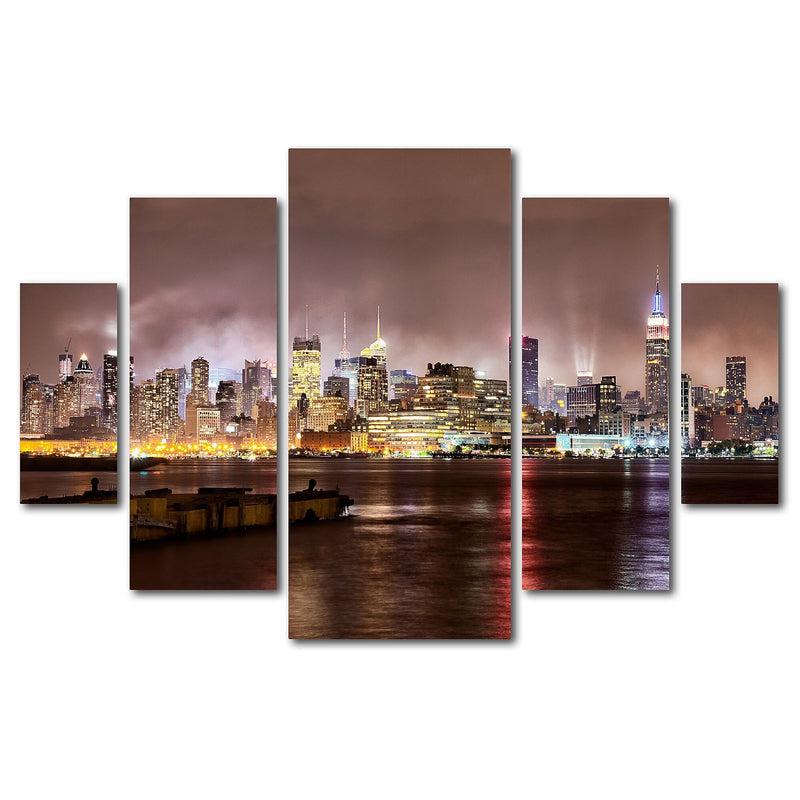 Trademark Fine Art ''Midtown Manhatten Over Hudson River'' by David Ayash 3.3' x 4.8' Multi Panel Art Set (MA0492-P5-SET)