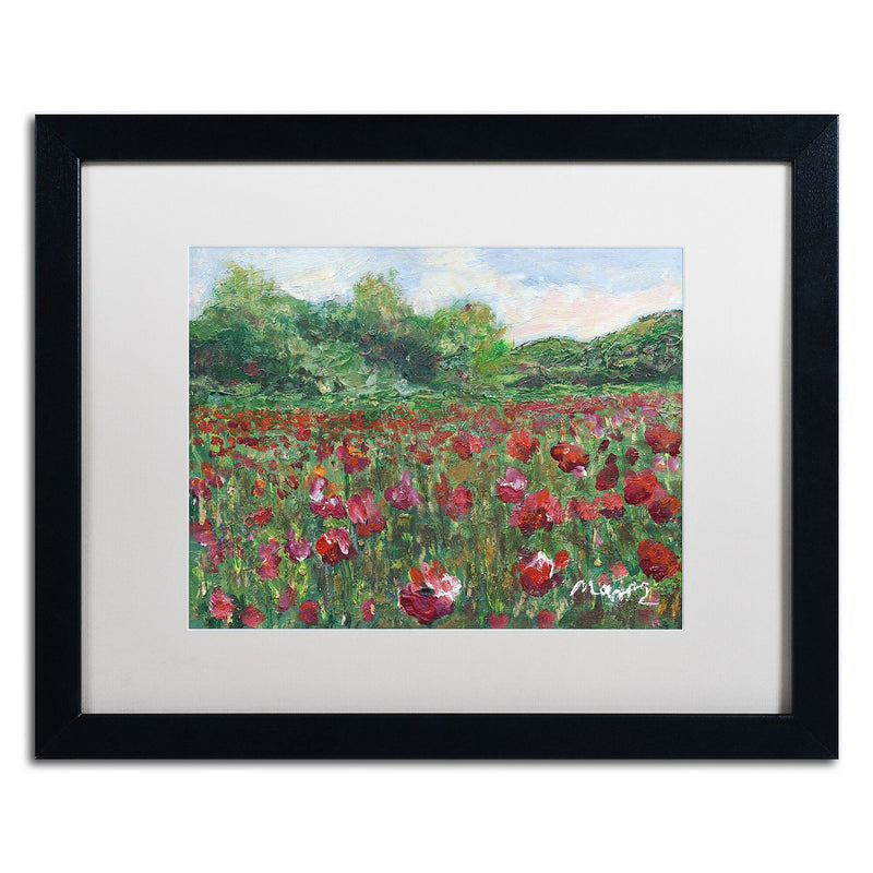 Trademark Fine Art ''Poppy Field Wood'' by Manor Shadian 16" x 20" White Matted Black Frame (MA0620-B1620MF)