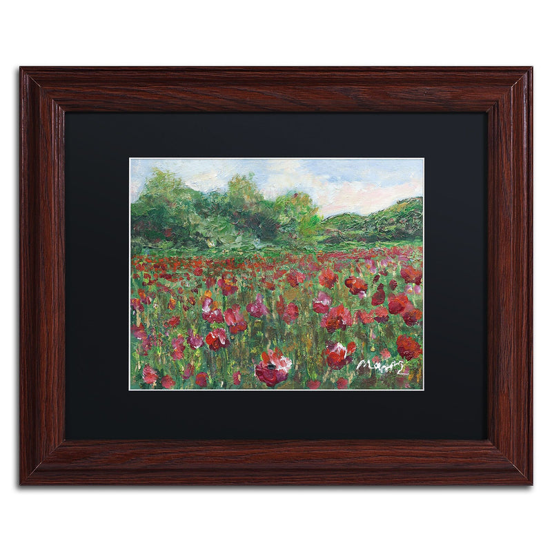 Trademark Fine Art ''Poppy Field Wood'' by Manor Shadian 11" x 14" Black Matted Wood Frame (MA0620-W1114BMF)