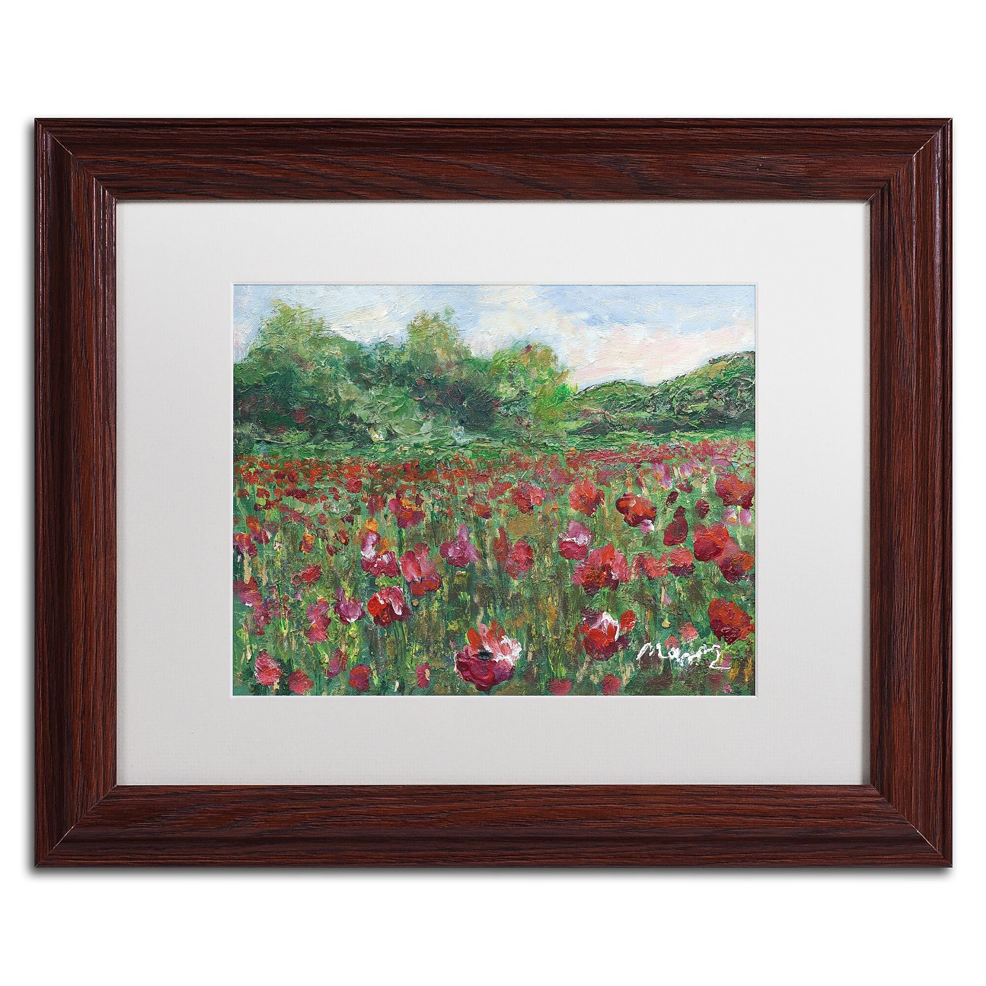 Trademark Fine Art ''Poppy Field Wood'' by Manor Shadian 11" x 14" White Matted Wood Frame (MA0620-W1114MF)