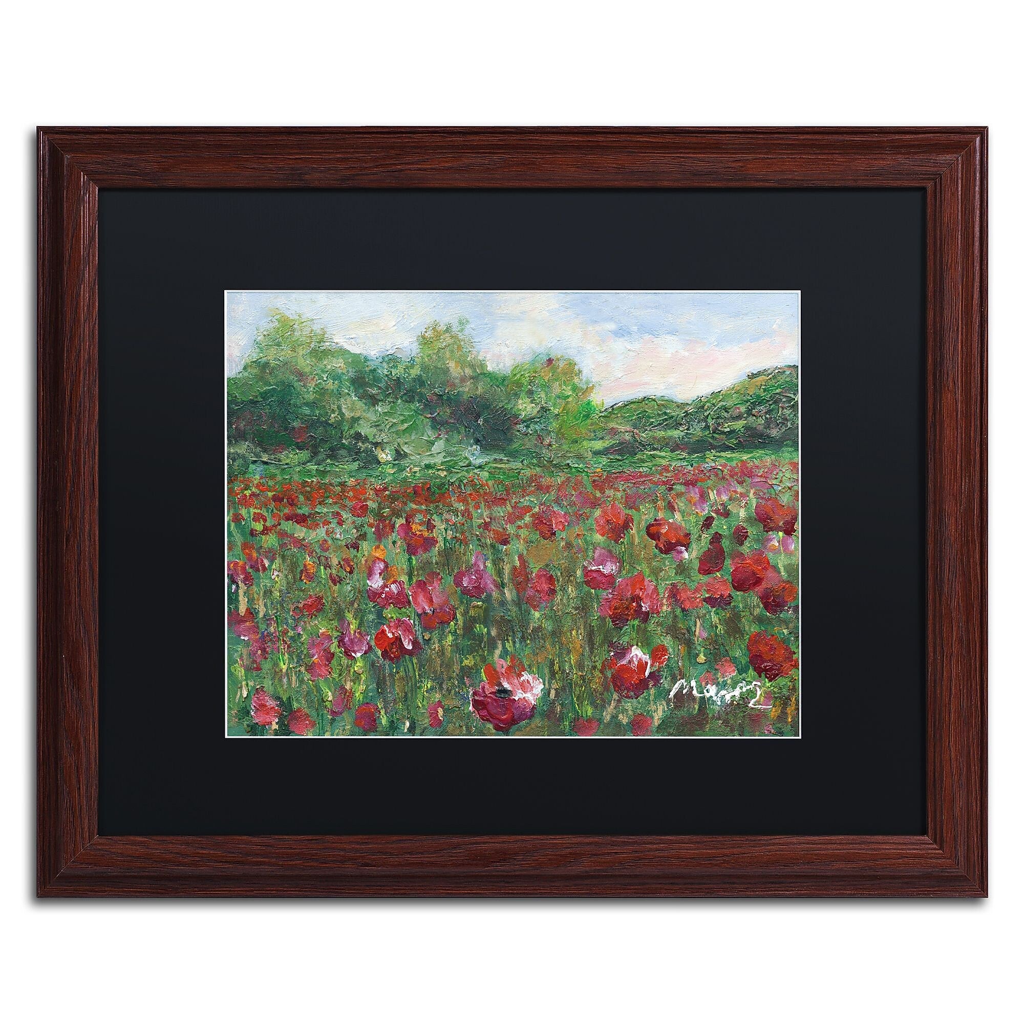Trademark Fine Art ''Poppy Field Wood'' by Manor Shadian 16" x 20" Black Matted Wood Frame (MA0620-W1620BMF)