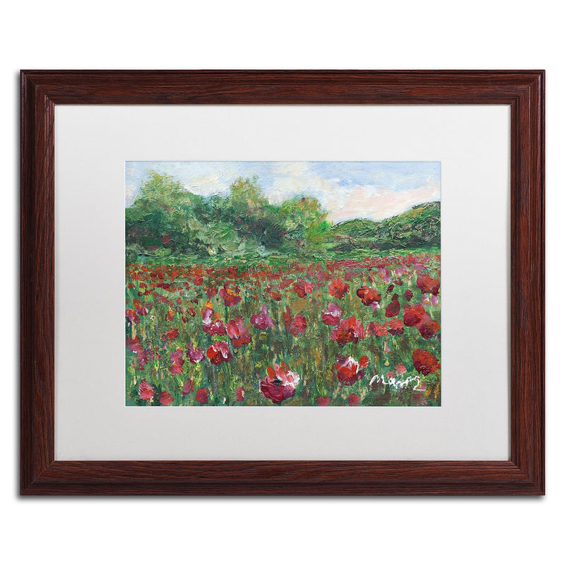 Trademark Fine Art ''Poppy Field Wood'' by Manor Shadian 16" x 20" White Matted Wood Frame (MA0620-W1620MF)