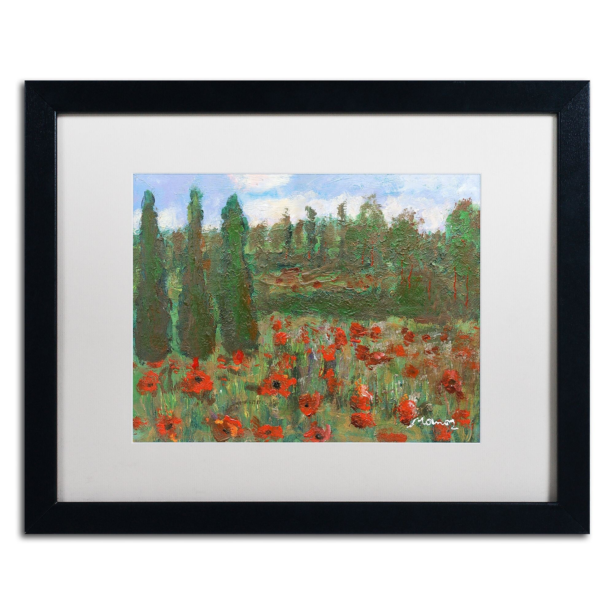 Trademark Fine Art ''Red Poppies in the Wood'' by Manor Shadian 16" x 20" White Matted Black Frame (MA0624-B1620MF)