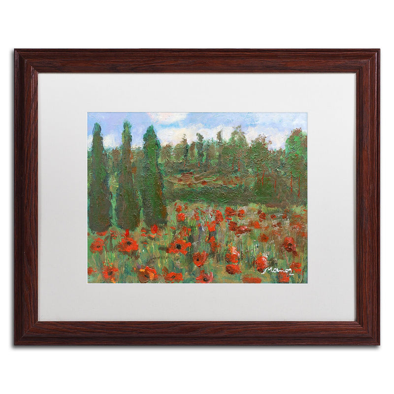 Trademark Fine Art ''Red Poppies in the Wood'' by Manor Shadian 16" x 20" White Matted Wood Frame (MA0624-W1620MF)