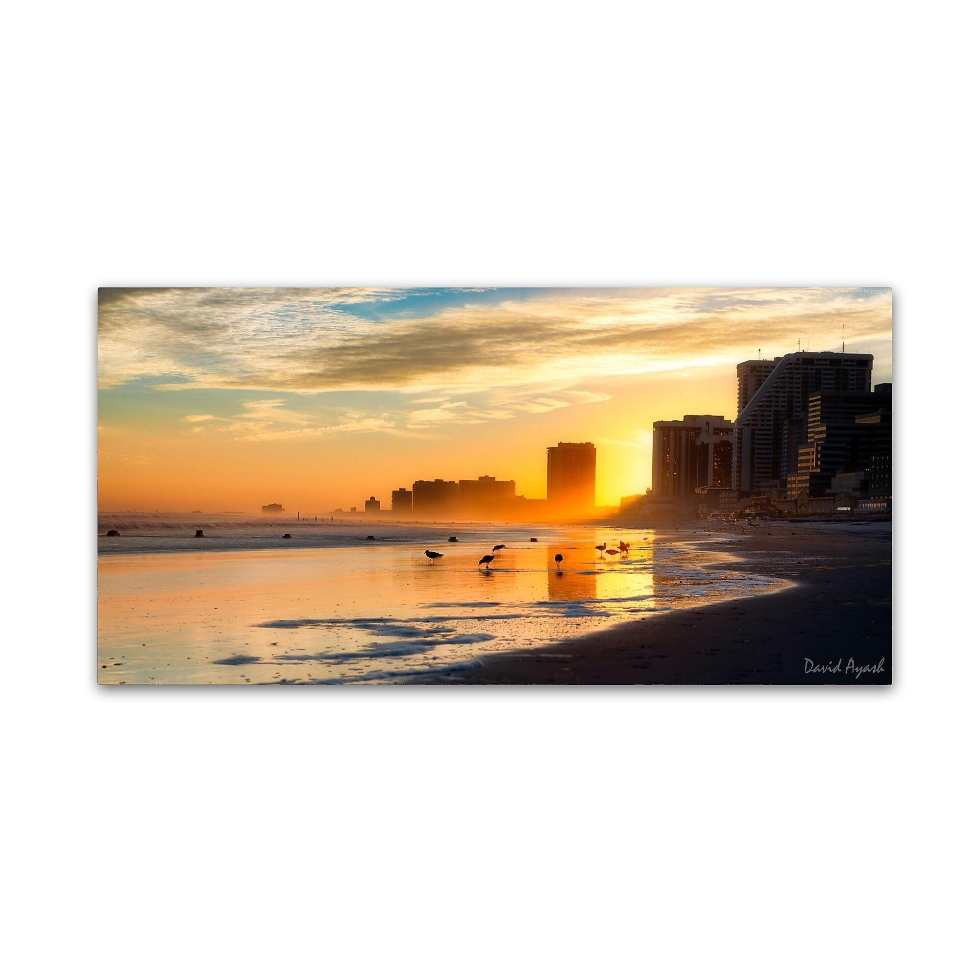 Trademark Fine Art ''Atlantic City Sunset'' by David Ayash 12" x 24" Canvas Art (MA0626-C1224GG)