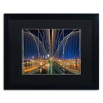 Trademark Fine Art ''Brooklyn Bridge Panorama'' by David Ayash 16" x 20" Black Matted Black Frame (MA0629-B1620BMF)